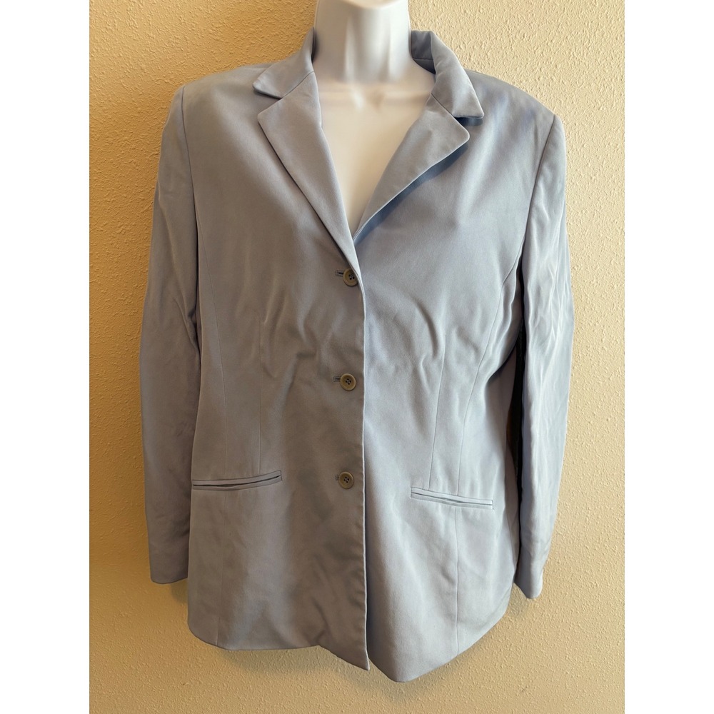 Vintage Liz Claiborne Collection Silk‎ Blazer Size 14 Light Blue Office Wear